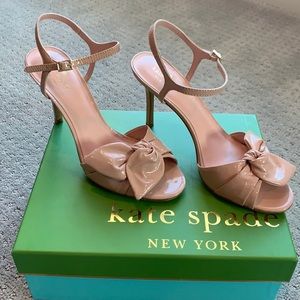 Kate Spade blush patent leather high-heeled dress sandals. Size 8.5